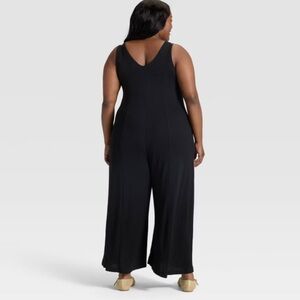 Ava & Viv V-neck jumpsuit, black, super stretchy, 1X